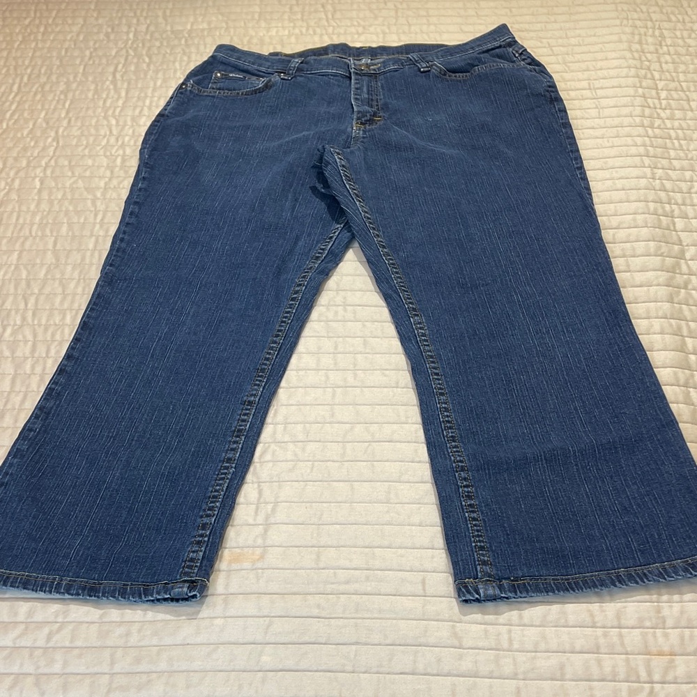 RIDER WOMENS SIZE 16P Classic Blue Jeans THESE JEANS HAVE BEEN HEMMED